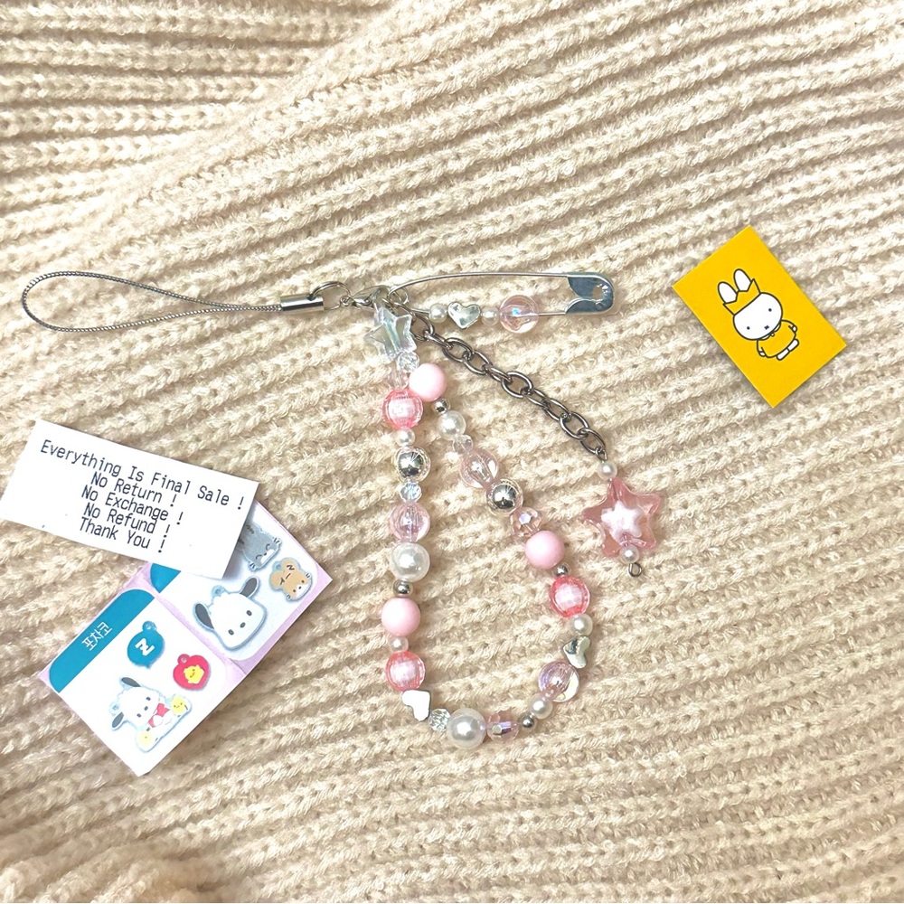 shooting star pink kawaii keychain phone charm 🎀